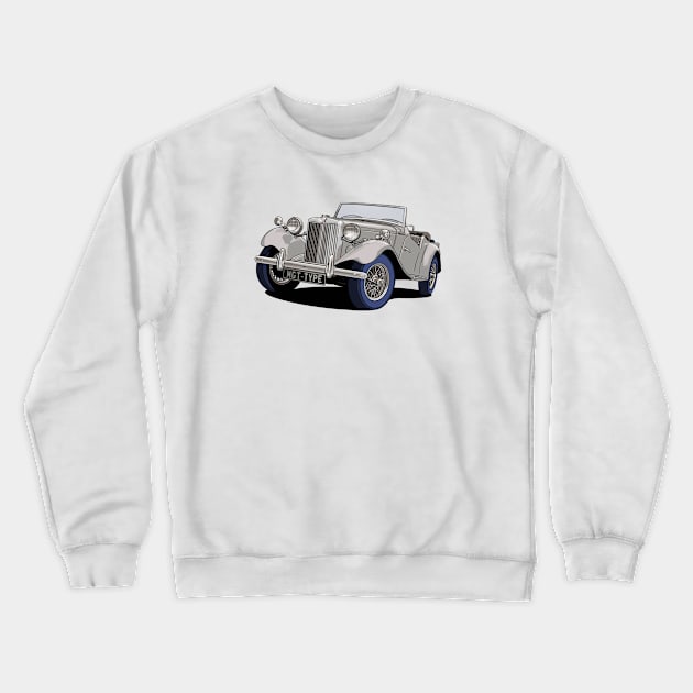 MG T Type Classic Car in Silver-Grey Crewneck Sweatshirt by Webazoot